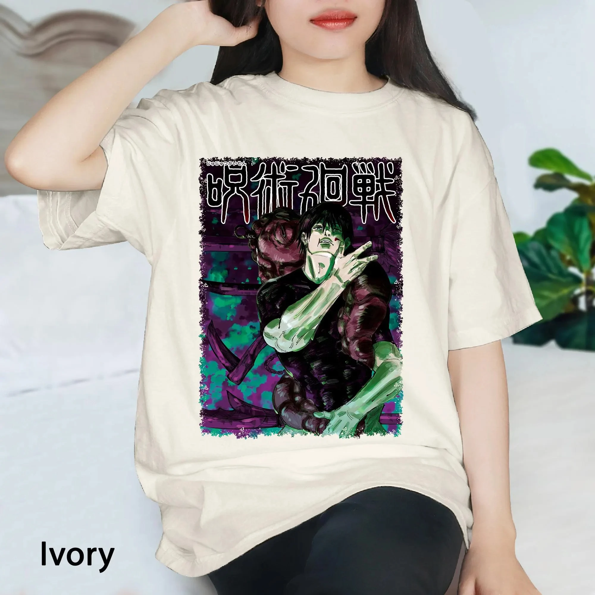 Винтажная рубашка Toji Fushiguro Anime JJK Рубашка для фанатов аниме Манга Рубашка в подарок для мужчин и женщин Повседневная хлопковая футболка с круглым вырезом