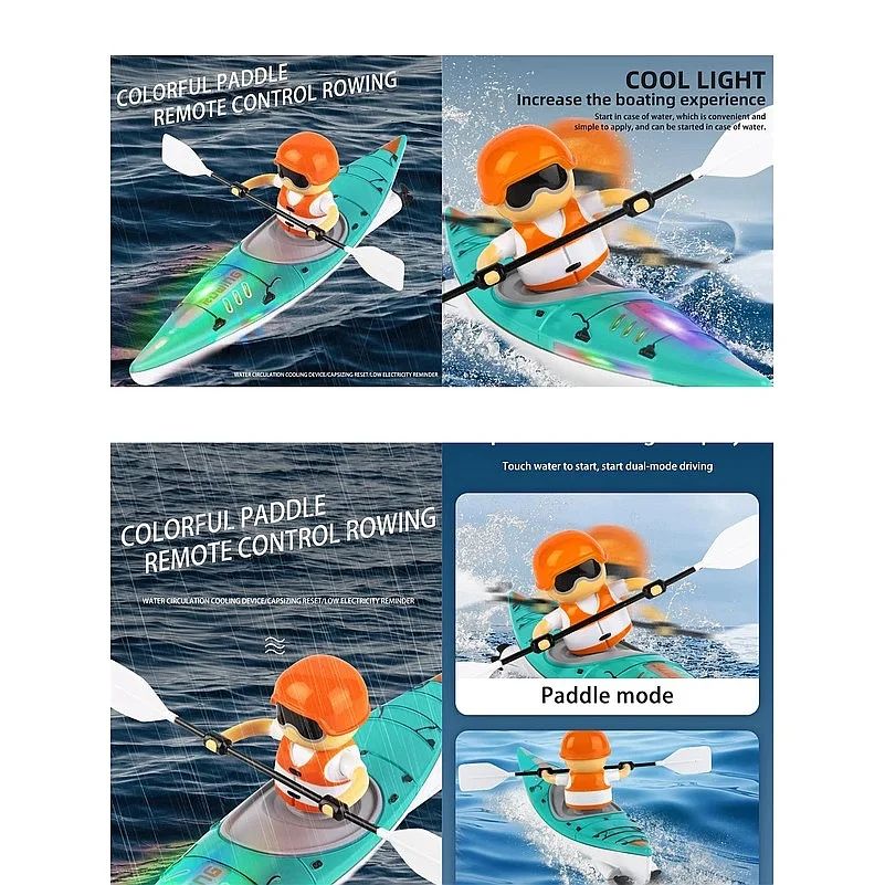 2.4G Remote Control Boat Kayak Racing Ship Rc Rowing Boat Paddling Water Competition Games Outdoor Toy Gifts for Kids Boys