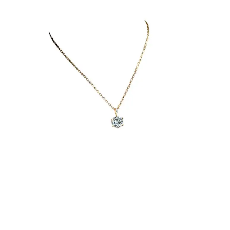 Dainty Single Zircon Pendant Titanium Steel Necklace Elegant Hypoallergenic Fashion Jewelry for Women Wedding Guest
