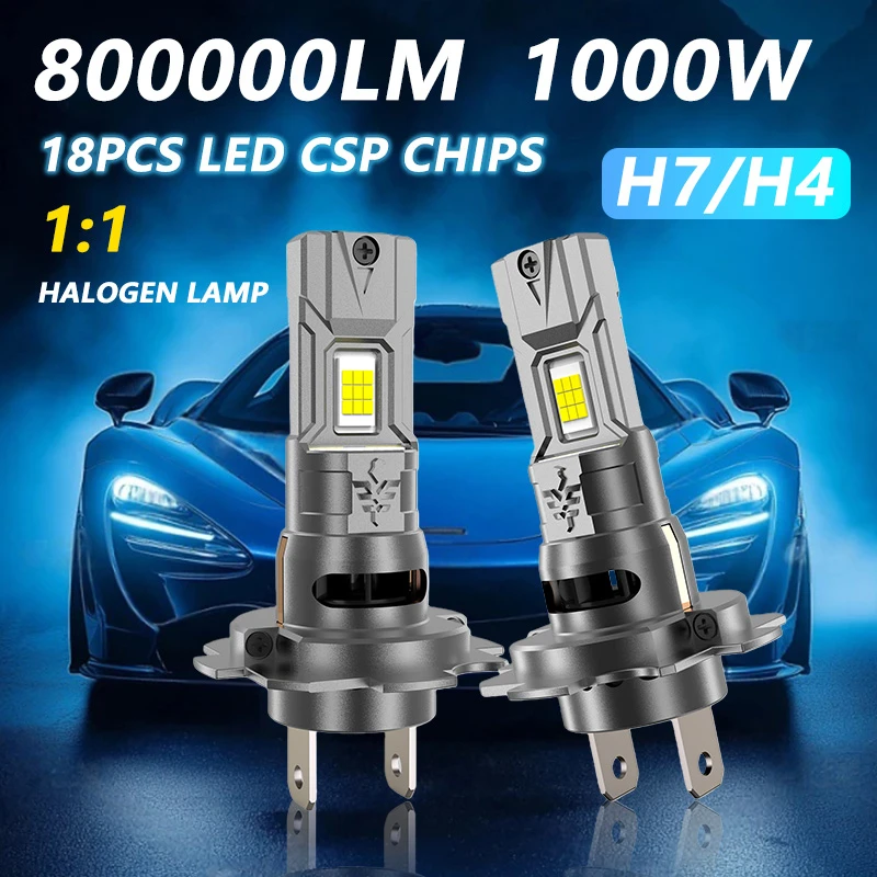

H7 H4 Led Canbus Lights 1:1 Mini Size Car Headlight With Fan 800000LM Super Bright Wireless Turbo Fog Bulb 6000K Automobile Lamp