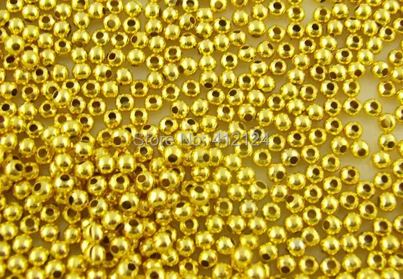 

50000Pcs Gold Plated Smooth Round Ball Spacers Beads Jewelry Diy Findings Wholesale 2.4mm