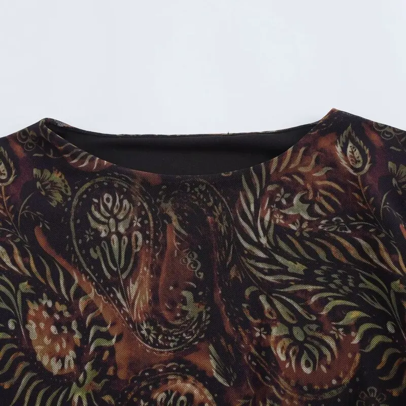 ฤดูใบไม้ร่วงฤดูหนาวใหม่มาถึงผู้หญิง ort เอว-Cinching รอบ Ne Dr ดอกไม้พิมพ์ผ้าไหม Me Commute Sle ยาว Sve