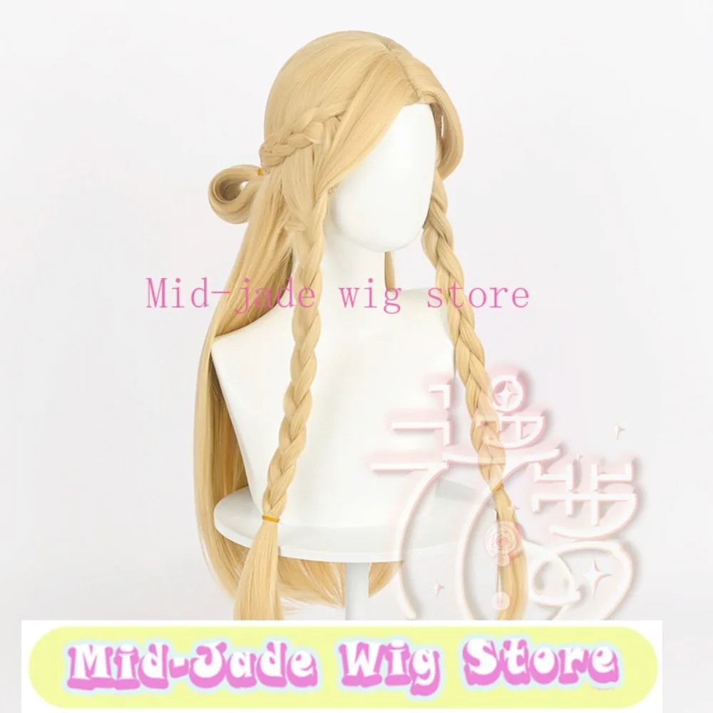 Marcille Cosplay Wig Blonde Long Hair Middle Part Realistic Scalp Top Braided Synthetic Wig for Convention Display