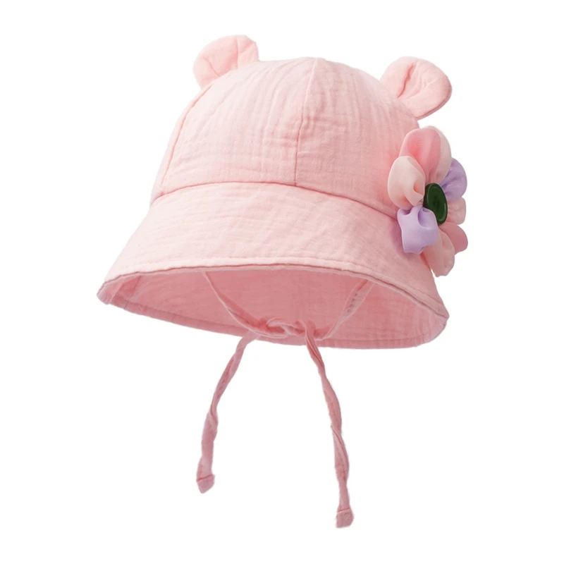 Children Girl Bucket Hat Cute Flower Summer Beach Sunshade Hat Wide Edge Fisherman  Hat Suitable For Outdoor Play Flower Sun Hat