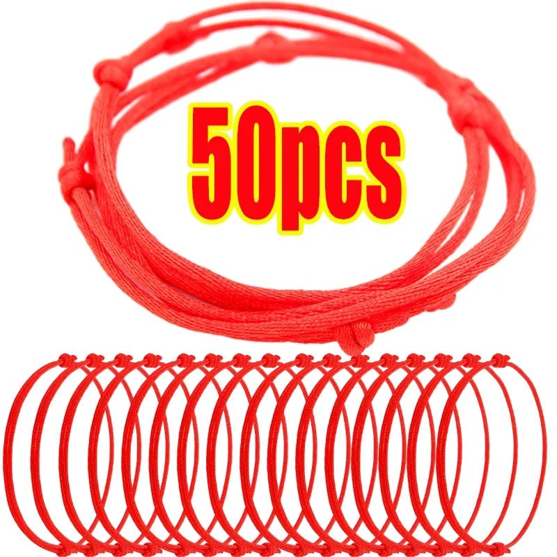 1/50pcs Simple Thin Red String Bracelet for Couple Rope Braided Bracelets Protect Good Luck Amulet for Success Handmade Jewelry