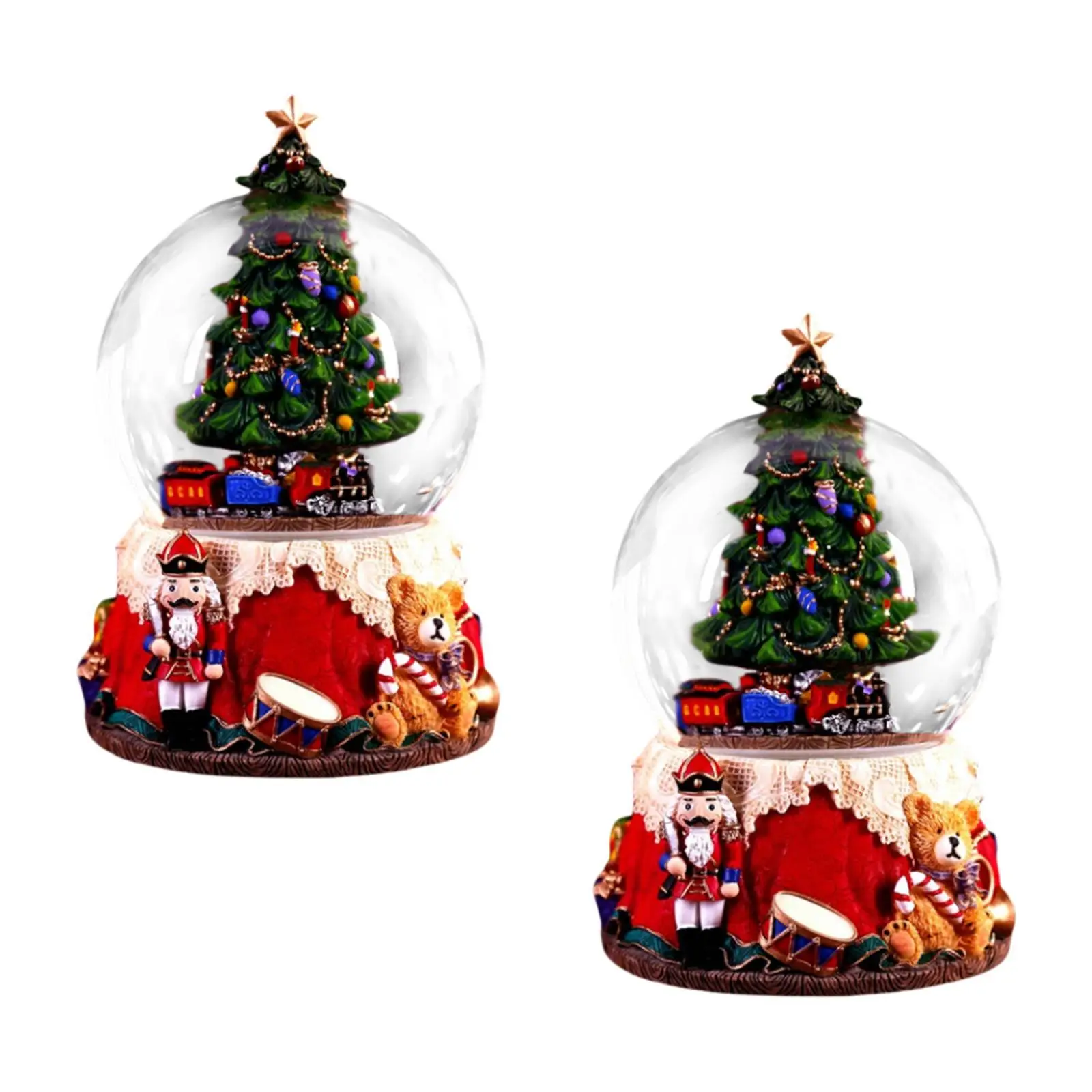 Music Box Christmas Snow Globe Lantern Night Light Musical Globe Ornament for