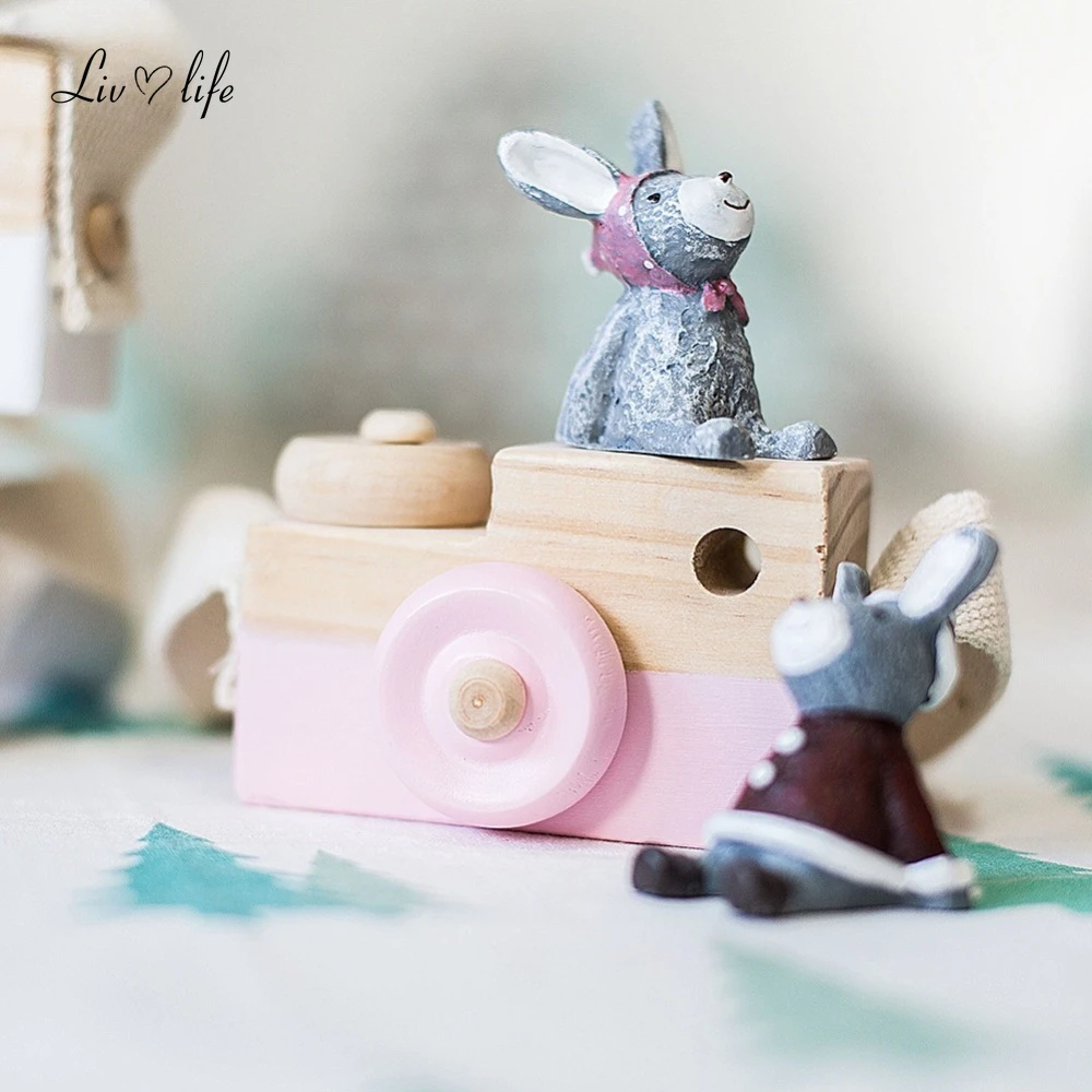 Wooden Camera Creative Props Decorative Ornaments Toys Creative Neck Camera Photography Prop Decoration Educational Play House