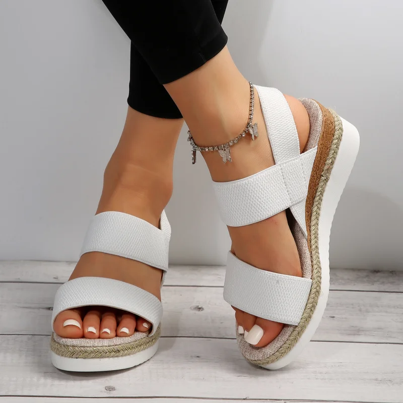 Biss méret 36-43 Nők Szandál Plató wedges Magas légnyomású levegő Ingyenélő Alkalmazkodó m Érlelődik Kender kötelet Talp Födémgerenda Lábbeli part Sandal cipők