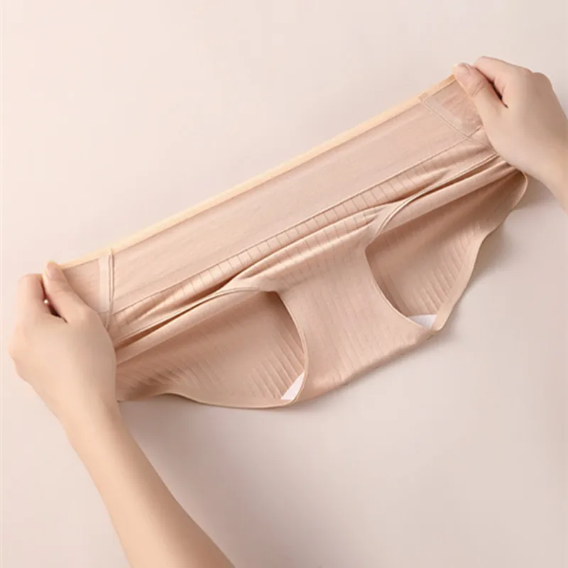 Comfortable Women\'s Panties High Elasticity Pure Cotton Underwear Soft Breathable Seamless Midriff Briefs Intimates