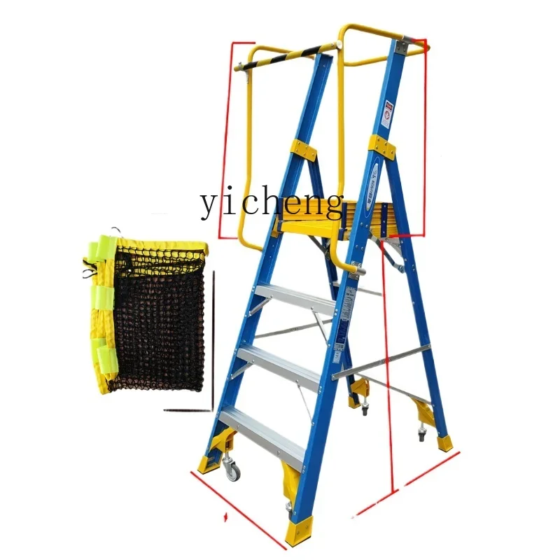 

Tqh Insulation Trestle Ladder Widen and Thicken Ladder with Wheels Engineering Special Ladder with Net Protection