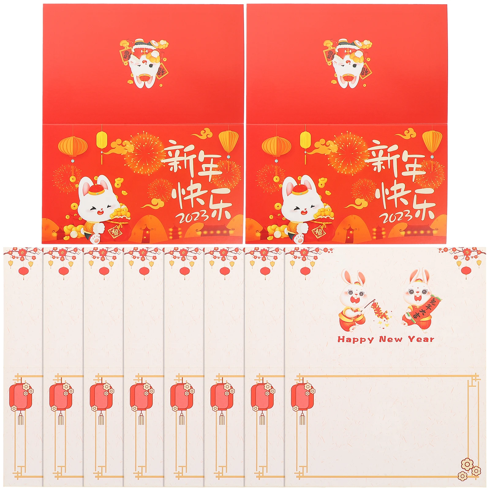 

10 Pcs Decorations Greeting Cards for New Year Holiday Note Paper Spring Festival Blessing
