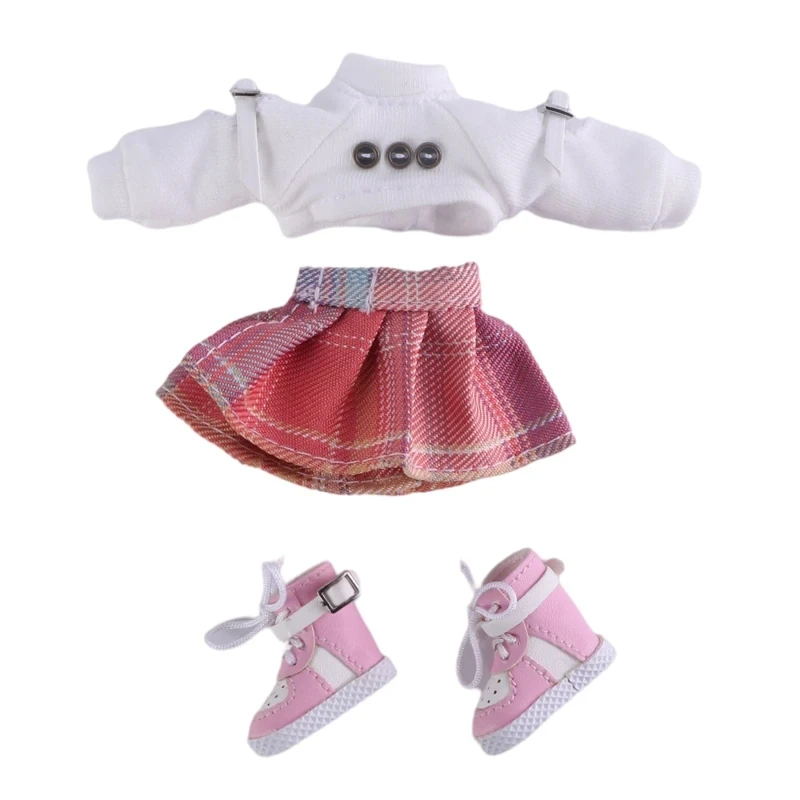 Ob11 Babykleertjes Crop Sweatshirt Rok Set Tricolor Pop Kleding Decoratie Accessoires Bjd 1/12 12 Punten Set