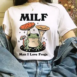 Funny MILF Froggy Cute Print Casual Short Sleeve Froggy T-Shirt For Spring Summer basics O-collar Women's Clothing