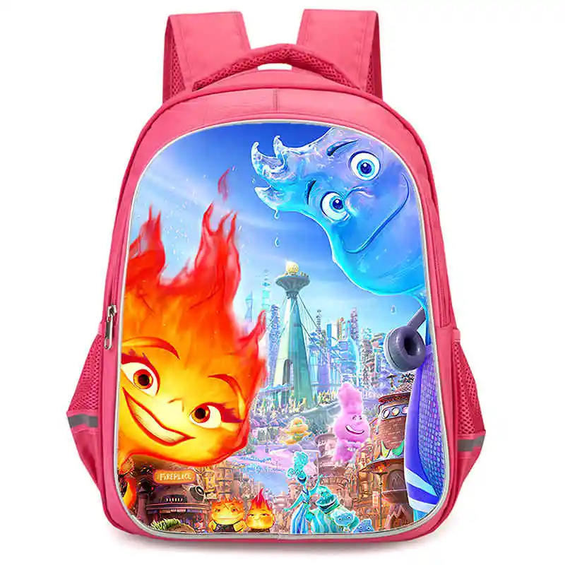 

Школьный рюкзак для девочек Disney с карманом на двойной молнии, детский школьный рюкзак ElementTal с розовым рисунком, прочные детские сумки 16 дюймов