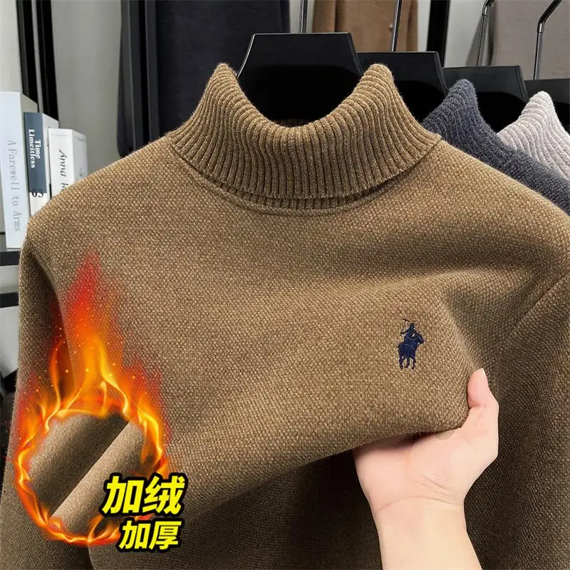 مجموعة جديدة لخريف/شتاء العلامة التجارية لعام 2025: سترة بأكمام طويلة وياقة عالية للرجال مطرزة بشعار الحصان الصغير