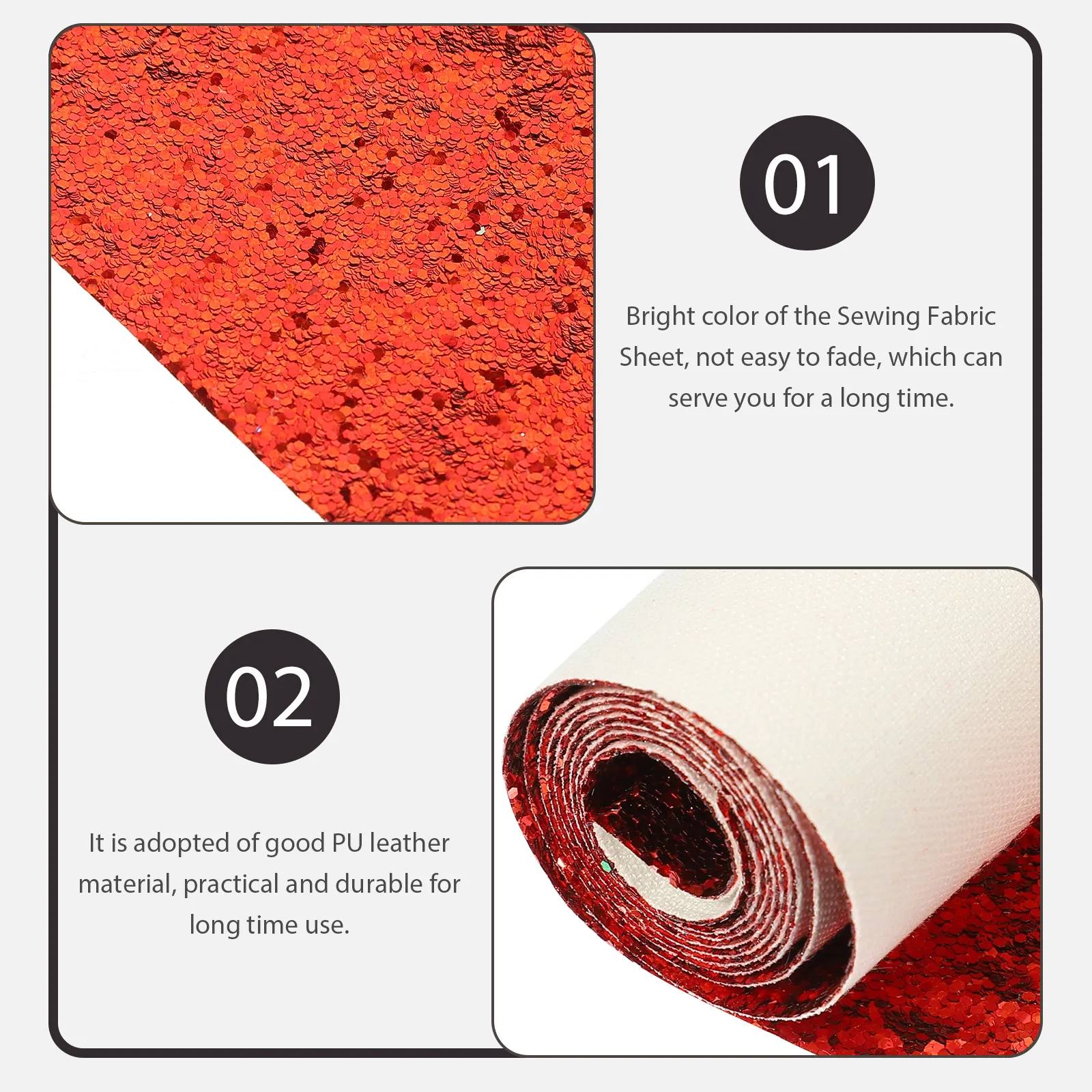 

DIY Crafts Fabric Sequin Sheets for Sewing Accessories Decorations Handmade Materials PU Glitter Roll Bright Color