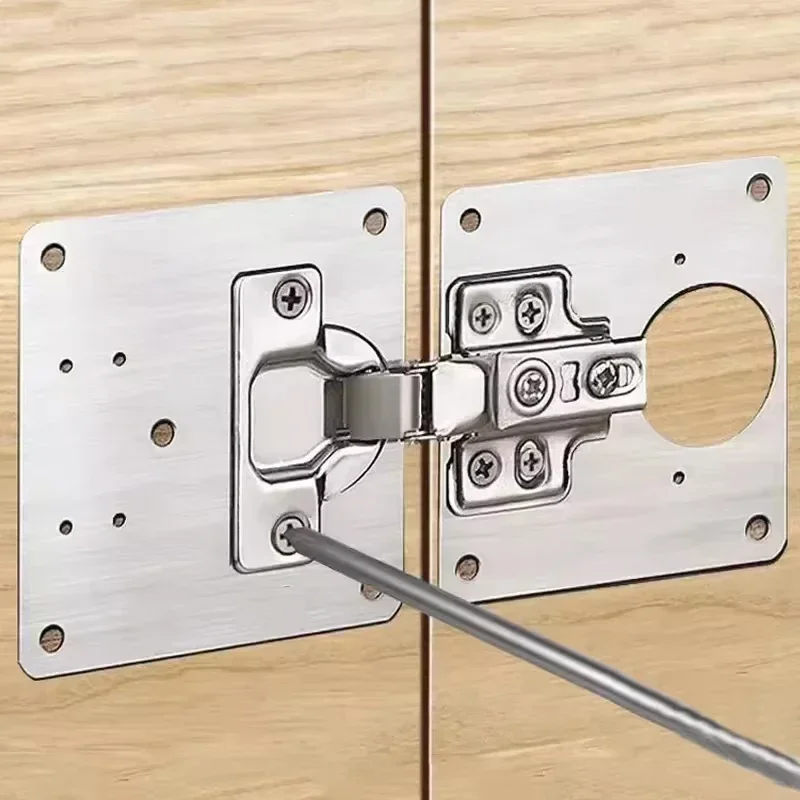 Cabinet Hinge Repair Plate Kit Kitchen Cupboard Door Hinge Mounting Plate With Holes Flat Fixing Brace Brackets Household Tools