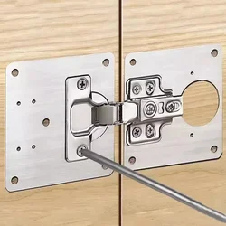 Cabinet Hinge Repair Plate Kit Kitchen Cupboard Door Hinge Mounting Plate With Holes Flat Fixing Brace Brackets Household Tools