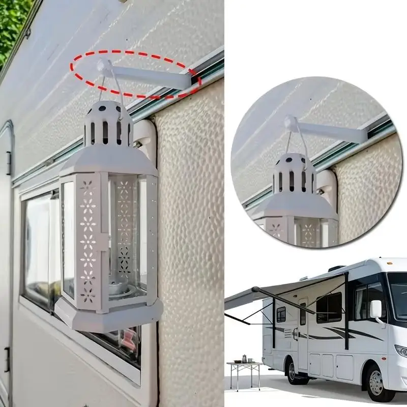 2/4pcs RV Awning Rail Hooks No Drill Easy Install RV Track Hangers for Outdoor Camping Travel Hanging Decor Kitchenware Bags