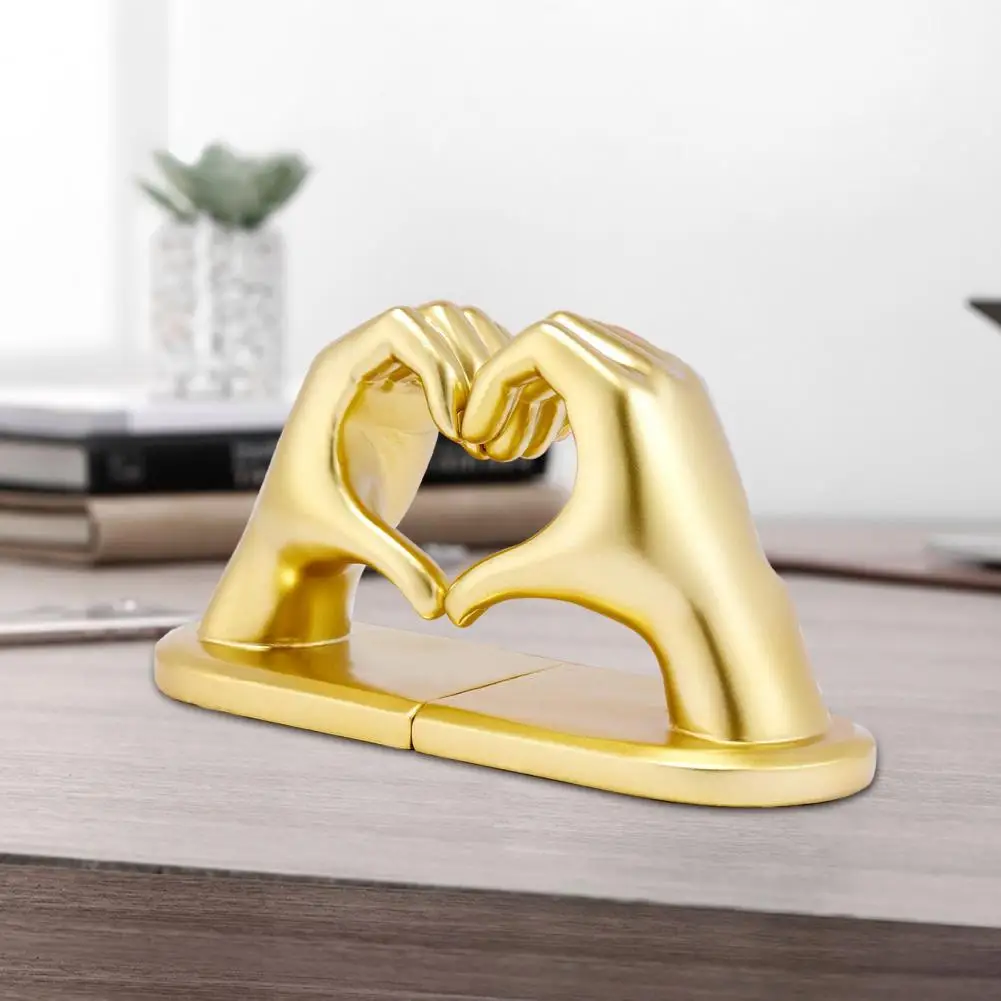 1 Pair Love Gesture Bookend Bohemia Heart Shaped Hand Resin Figurine Statue Sculpture Home Office Desktop Decoration Book Stoppe