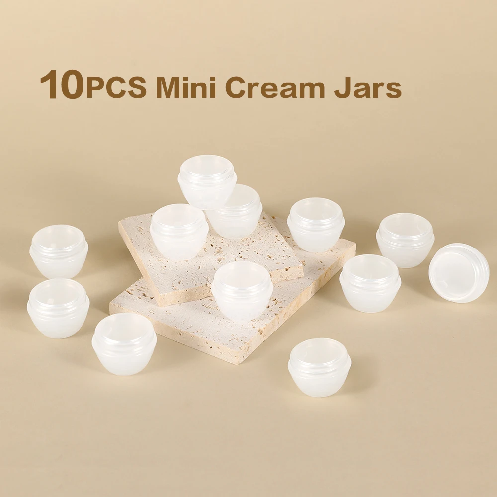 10 stuks 10g doorschijnende kleine plastic reisformaat potten voor crèmes hervulbare cosmetische containers met deksel voor lotion, make-up