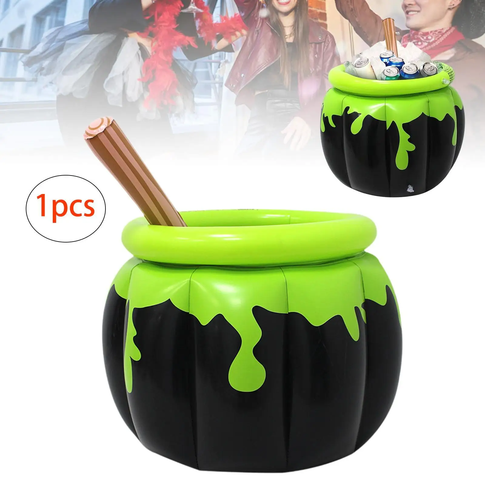 Halloween Inflatable Cauldron Portable Ice Bucket for Summer Picnic Beach