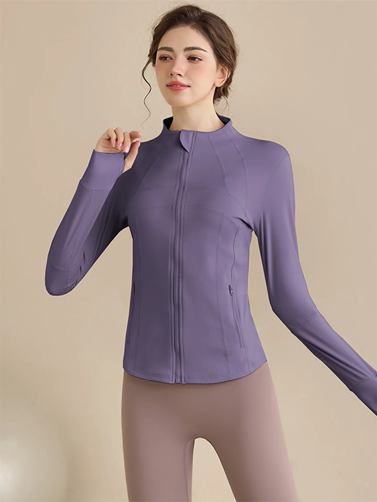 

Slim Fit Yoga Jaet Women's Autumn Winter Long Sve Zipper Stand Collar Qui Dry Sports Top Fitn Clothing Running Cycling