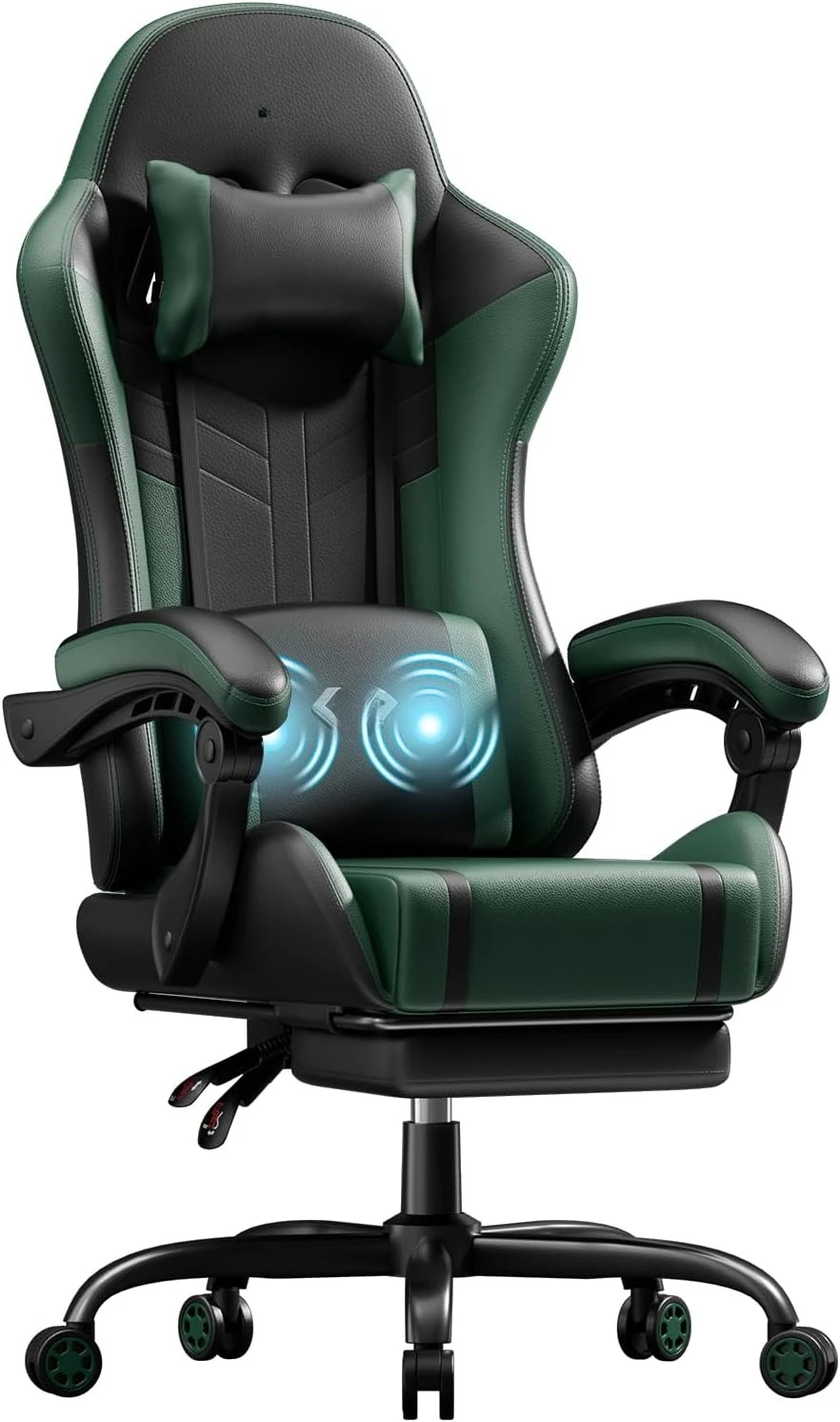 

Gaming Chair, Ergonomic Video Game Seat with 360° Swivel & Lumbar Massage, Computer Chair PU Leather Cushion for Adults Home