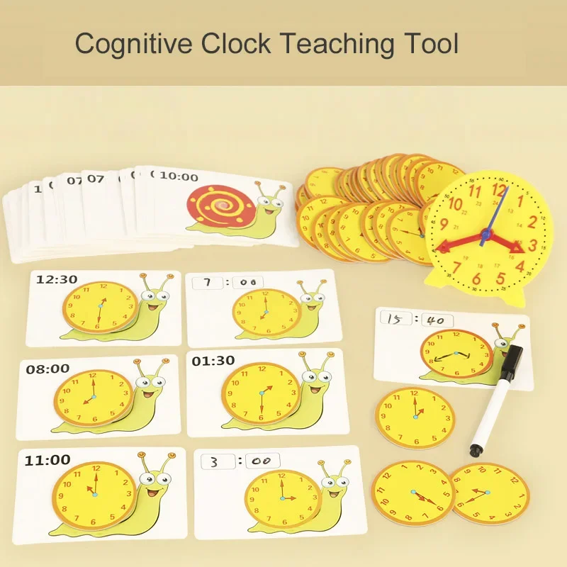 Orologio Montessori per bambini Giocattoli educativi Ora Minuto Secondo Cognizione Puzzle di abbinamento Giocattoli Sussidio didattico per bambini in età prescolare