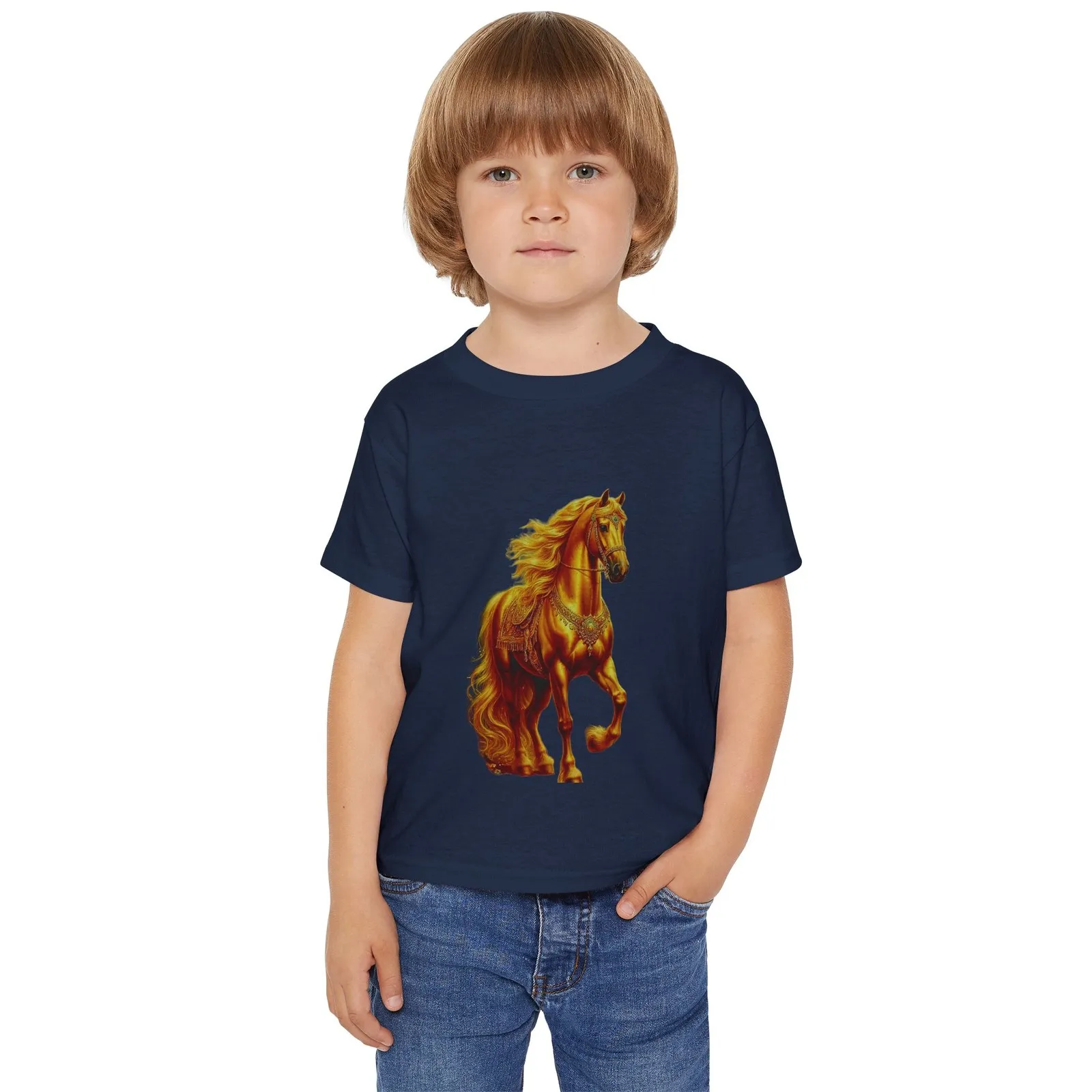 Cotton Royal Golden Horse Kleinkind-T-Shirt für Kinder, Mädchen, Jungen, Strand, Größe 2–6T