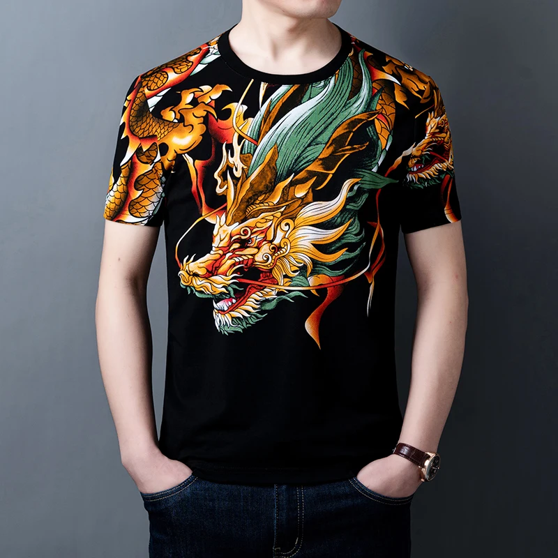 Designer Tees Dragon 3D Print Casual T Shirt For Men Short Sleeve Summer Quality Cotton Soft Comfortable 4XL Camisetas De Hombre