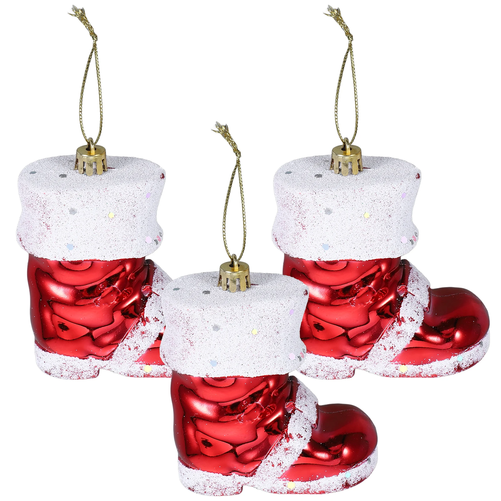 

3 Pcs Christmas Ornaments Plastic Hanging Decor Xmas Tree Party Props Boot Shaped Pendants Home Office Festive