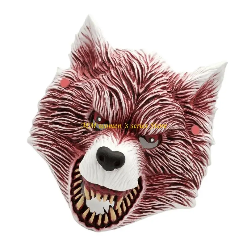 Q39C Dramatic Wolf Headpiece With Role Play Animal Mask Realistic Wolf Face Cover For Theatrical Performances