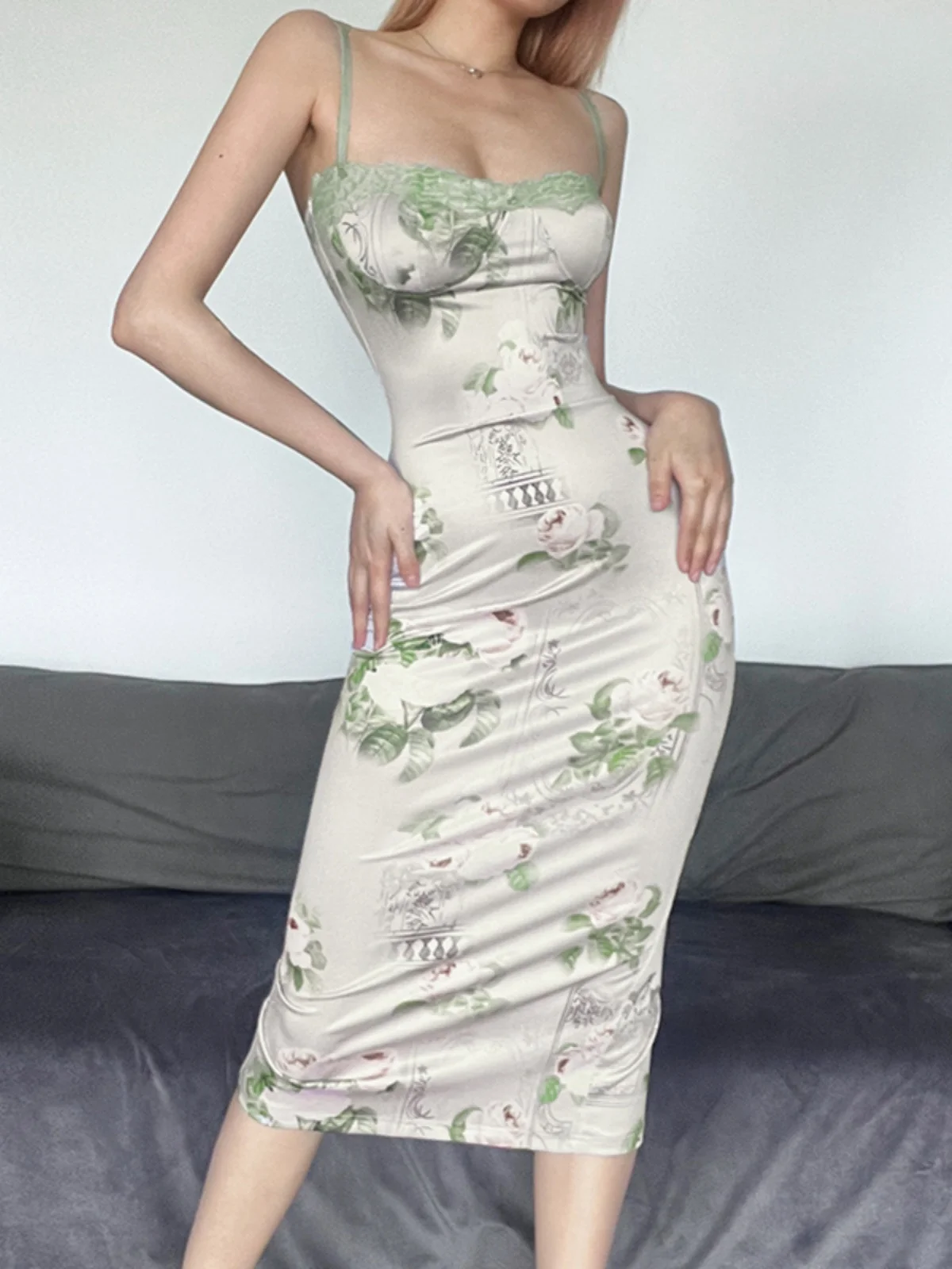 غريب دفع رومانسية Ele Low-Ne روز طباعة حزام التخسيس الدكتور المرأة منتصف طول ألف خط تنورة Sle الصيف الدكتور #3