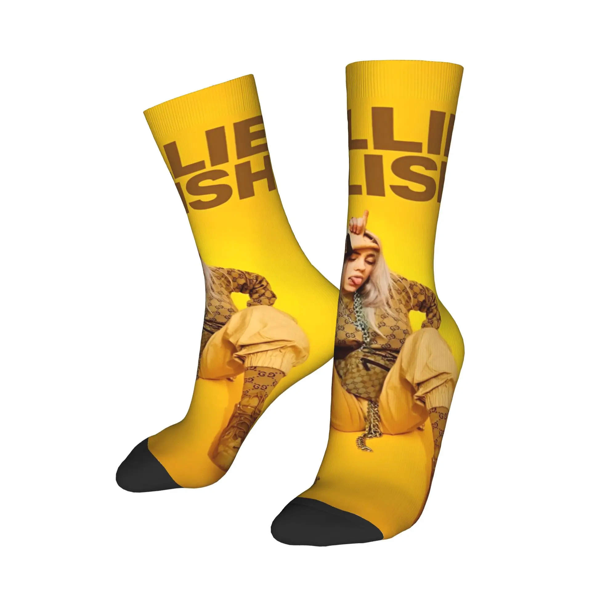 

Осенне-зимние ретро женские и мужские знаменитые носки B-Billie-Girl E-eilish Singer, дышащие баскетбольные носки,