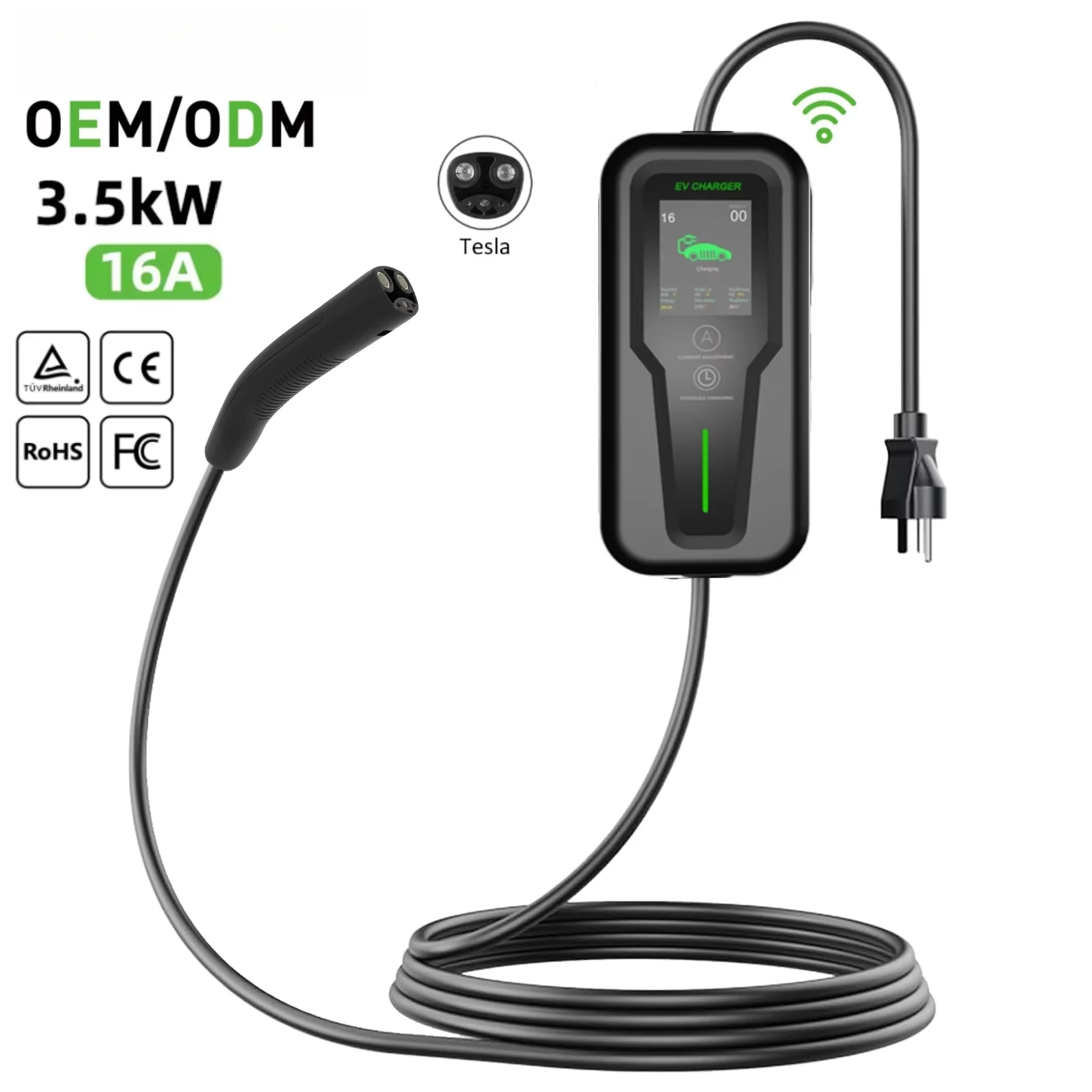 

New Fast Charging 3.5kw 7kw 16A 32A TSLA Portable Electric Vehicle Mobile Charging Station LCD Screen CE UKCA Certification