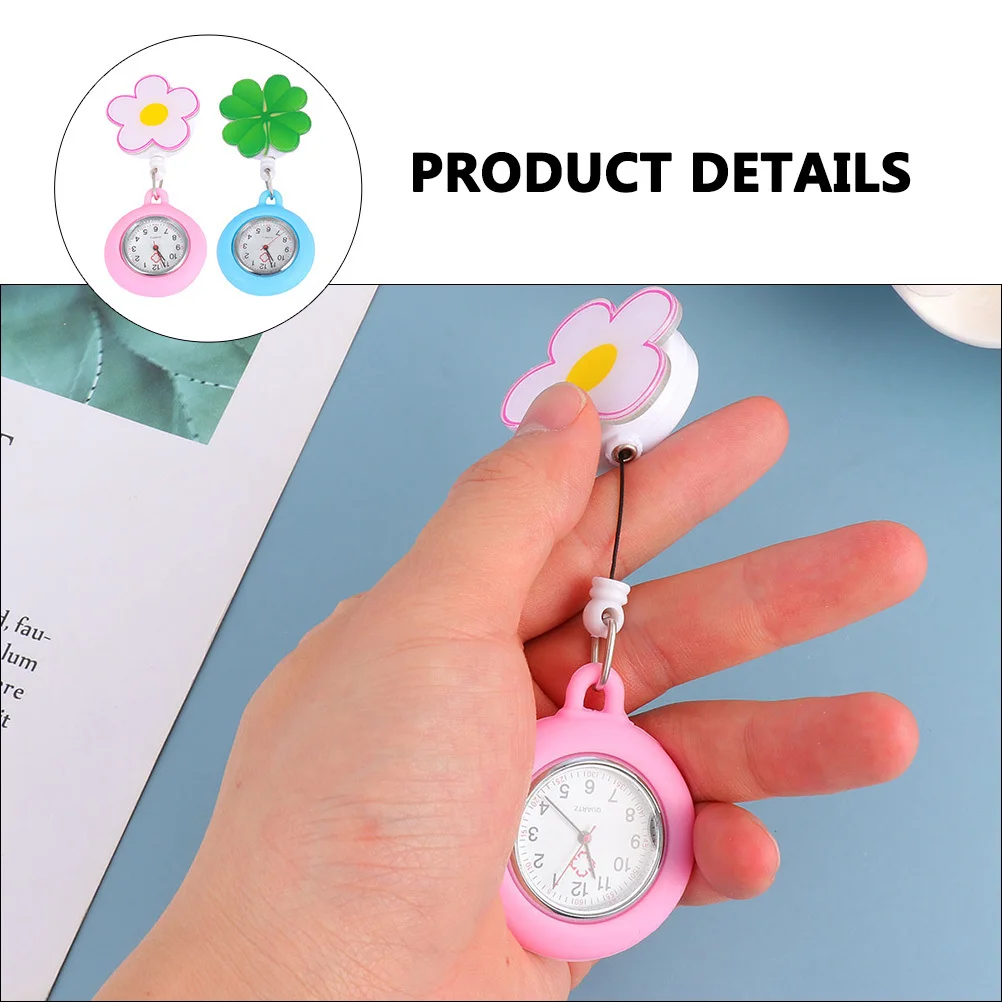 2 قطعة ساعة ممرضة كليب على قابل للسحب المهنية ساعة الجيب الطلب الكبير مريحة التمريض أداة ممرضة الساعات للنساء