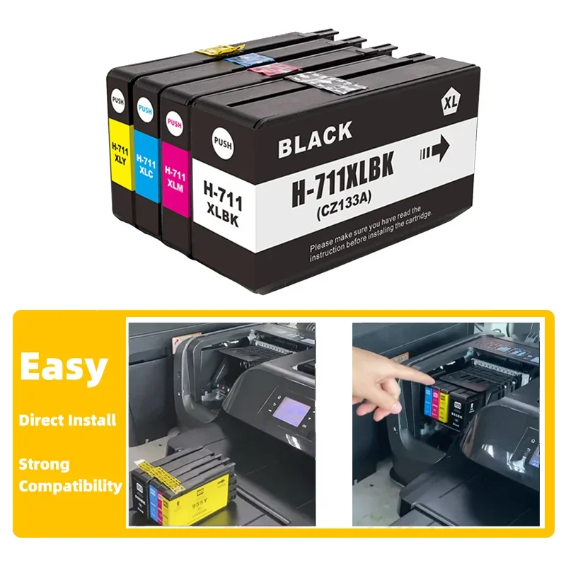 Compatible for HP 711XL 711 HP711 Replacement Ink Cartridge Full With Ink Compatible For HP DesignJet T120 T520 Printer