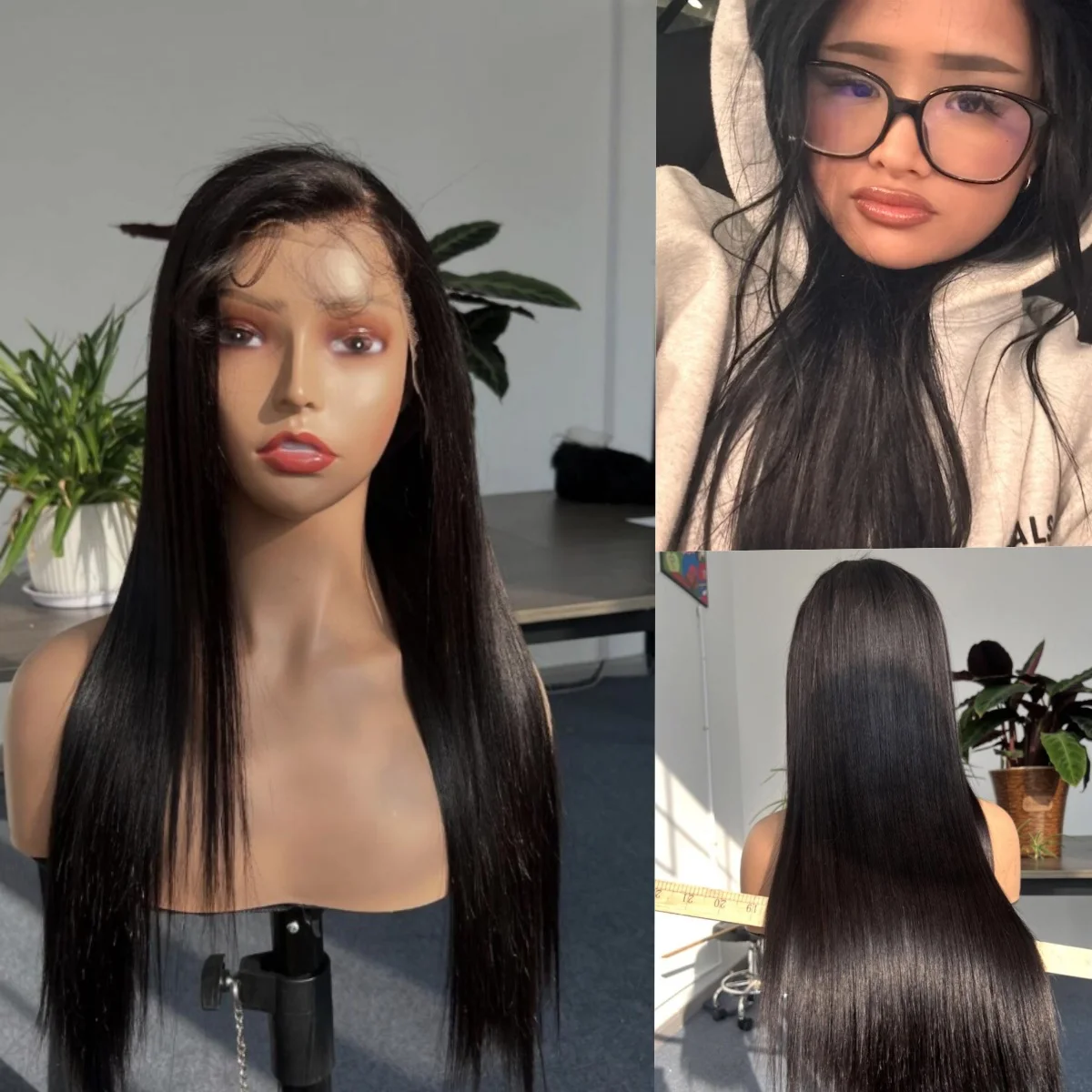 

Длинный прямой темно-коричневый бесклеевой парик для женщин, натуральный черный парик с волосами ребенка, повседневная одежда, доступный парик, распродажа