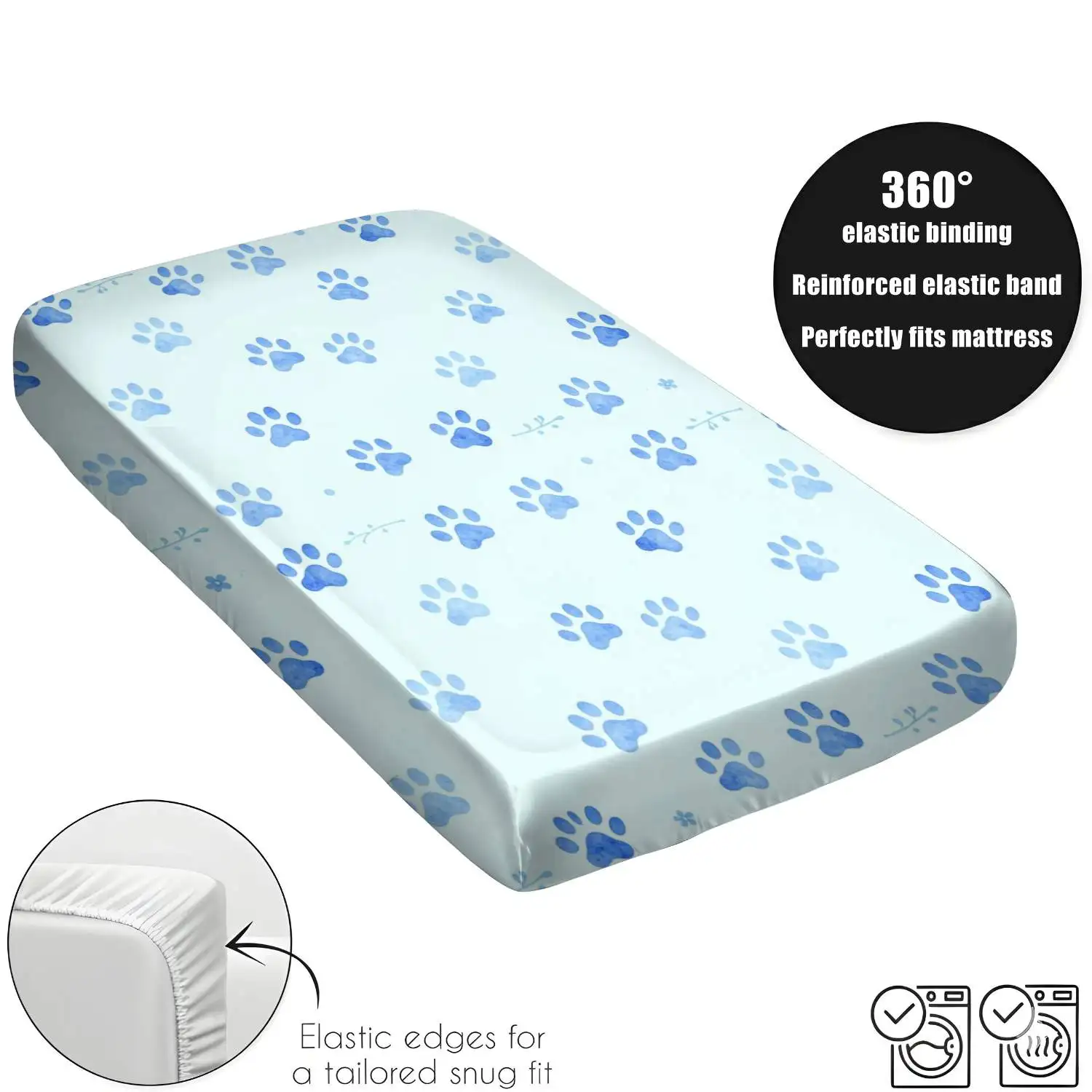 Flat Printed Fitted Sheet, Watercolor Claw Prints of Animals, Bedroom Decor, Bedding, Home Bedroom Decoration, Holiday-Themed Fitted Sheet and Pillowcase, Mattress Protector, Stain-Resistant, Mattress Cover, Suitable for All Seasons, Machine Washable, Easy to Care For, Universal for Home Bedrooms, Essential for Dorms and Rentals, Master Bedroom and Guest Room Decor, Dust-Proof and Stain-Resistant, High Elasticity, Fits Various Sizes