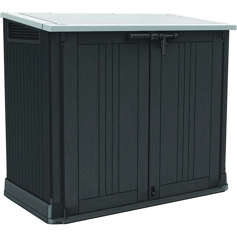 

Prime Outdoor Resin Storage Shed, 4.3 x 3.7 ft, with Easy Lift Hinges for Yard Tools, Pool Floats, and Garden Accessories, Black
