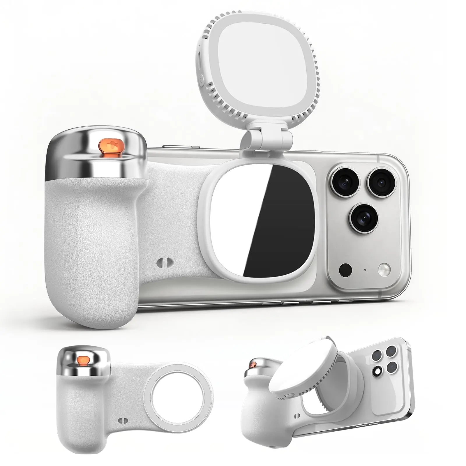 Soporte Magnético para Cámara de Teléfono con Obturador Bluetooth RC, Kit de Selfie Recargable con Anillo de Luz LED Desmontable para iPhone y Android