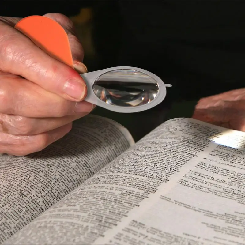 Keychain MagnifyingGlass Small Handheld Folding Keychain Magnifier Portable Orange MagnifyingLens For Old People Home