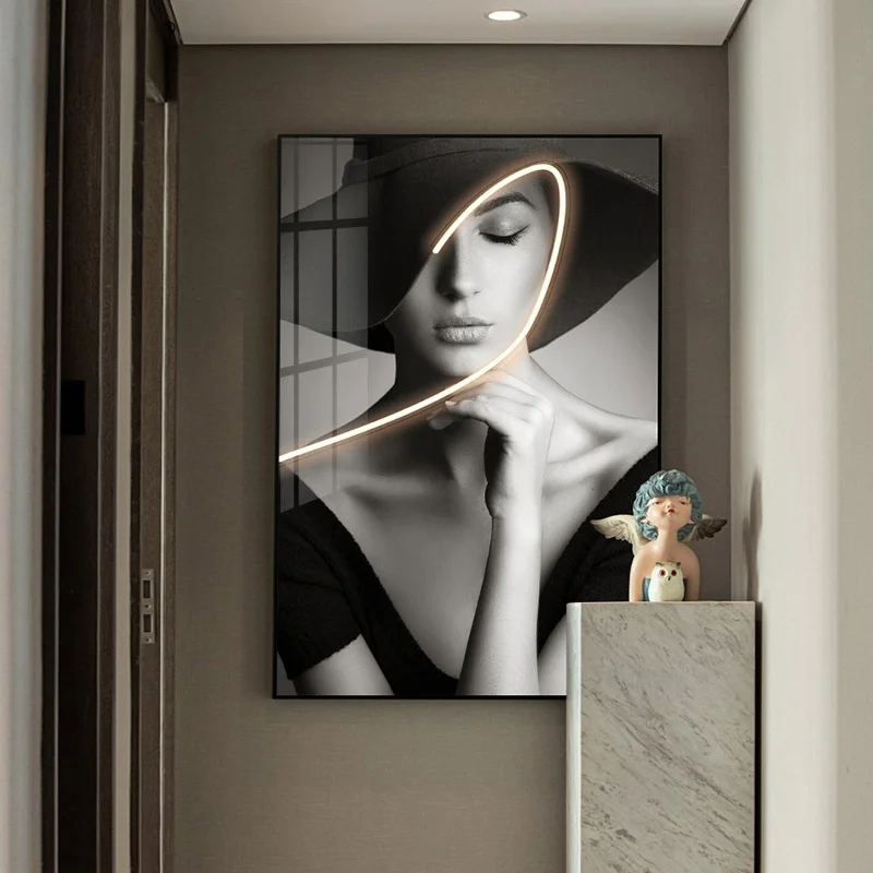 

Black And White Characters Modern Simplicity Living Room Sofa Background Wall Decoration Large Foyer Bedroom Hanging Paintings