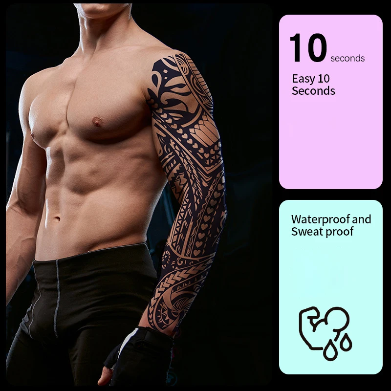 1Sheet Full Arm Temporary Tattoos Large Totem Tribal Big Sleeve Tattoo Sticker Body Art Sexy Dragon Tattoo Designs Men