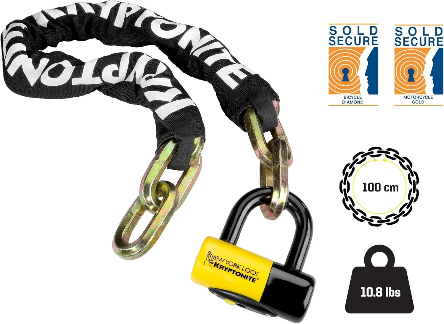 Bike Chain Lock, 3.28 Feet Long 14mm Steel Chain Heavy Duty Anti-Theft Bicycle Chain