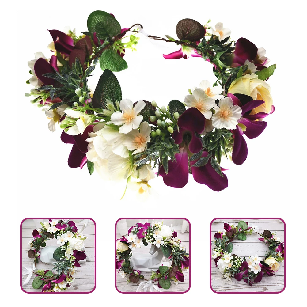 

Orchid Flower Headdress Bridal Hair Accessories Floral Hairband Headband Garland Wedding Bride Crown Wreath