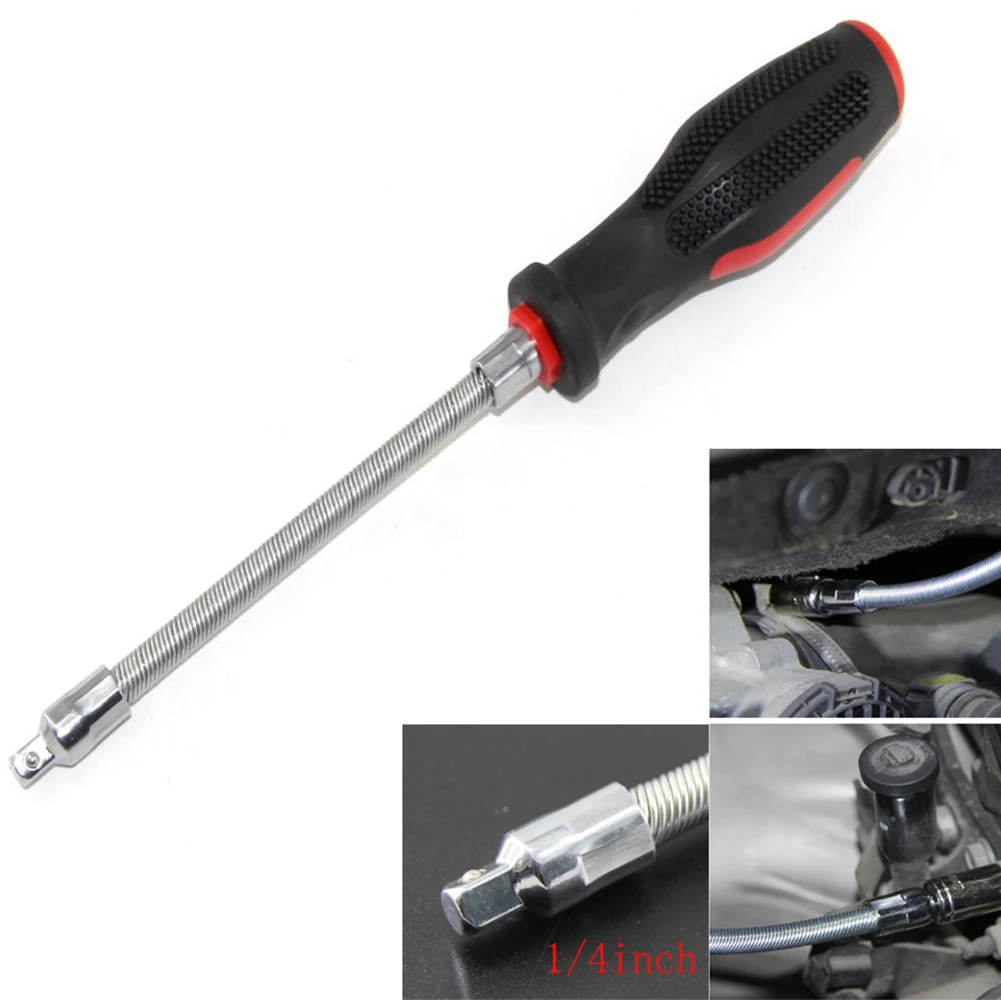 Braçadeira de mangueira flexível reparação chave de fenda porca driver soquete adaptador unidade elástica haste macia Polegada confortável