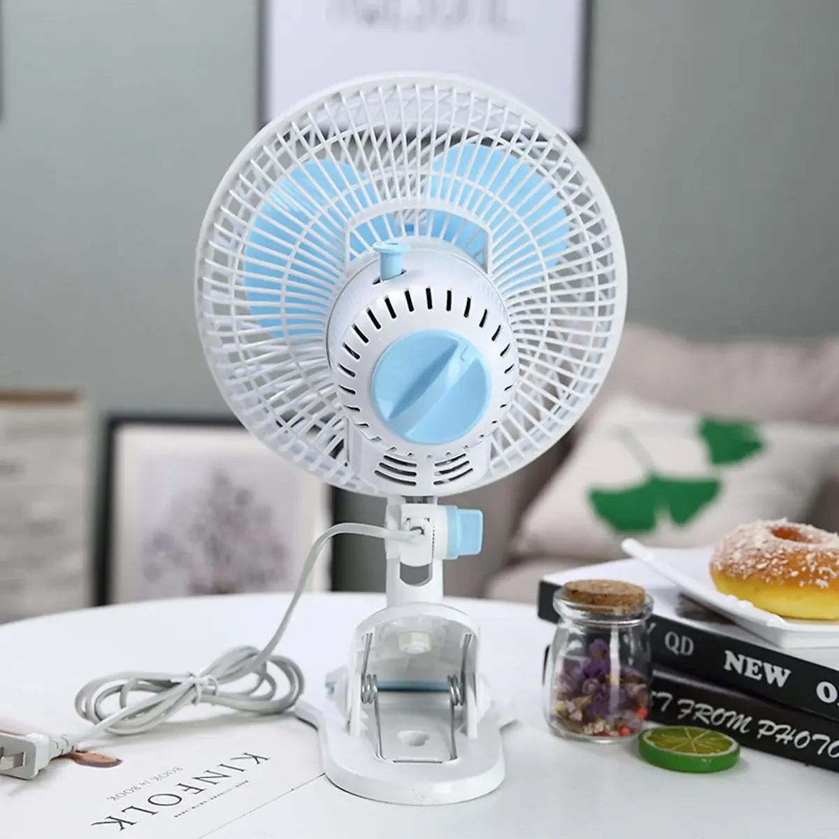 Miniventilador de escritorio ajustable de 220V y 180 grados, ventilador de aire de alta velocidad con Clip y abrazadera de cabeza para dormitorio y oficina