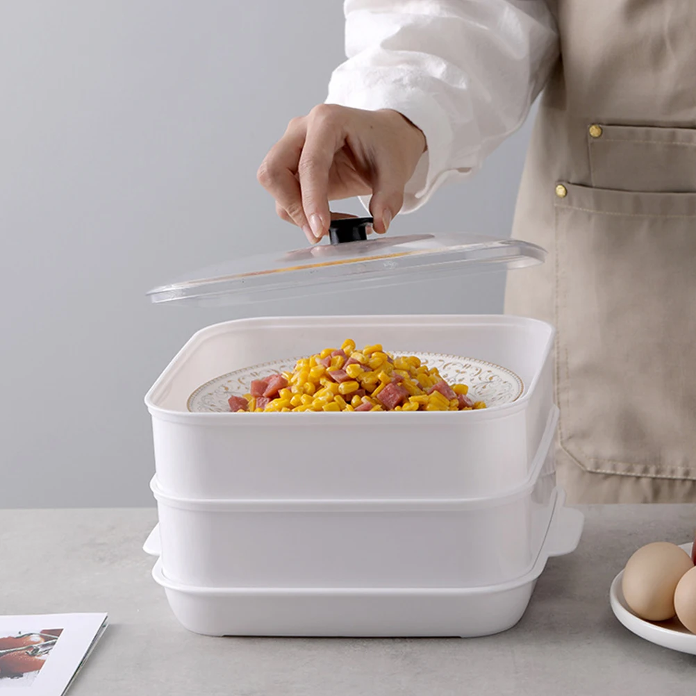 

Микроволновая печь-пароварка, миска для приготовления пищи, квадратная однослойная, без BPA, полипропиленовый материал, термостойкие кухонные аксессуары, пароварка для приготовления пищи